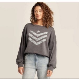 Blue grey over sized cropped sweatshirt.